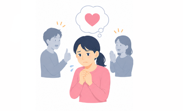 褒められても信じられないのイメージ