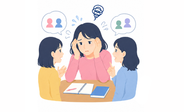 口頭での説明についていけない、話のペースに追いつけないのイメージ